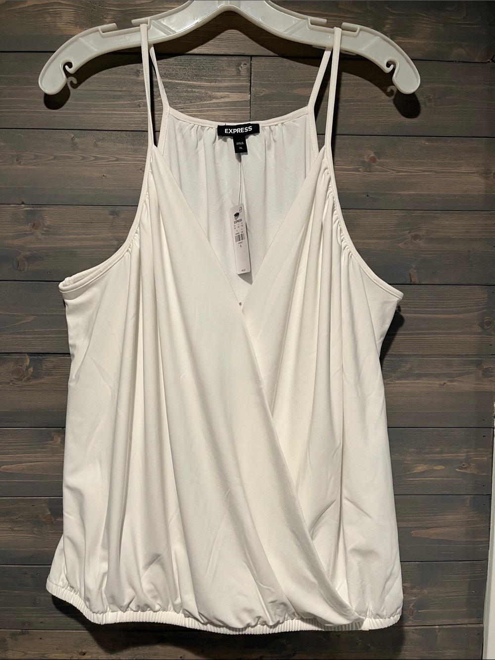 NWT Express White V-Neck Surplice Spaghetti Strap Cami XL